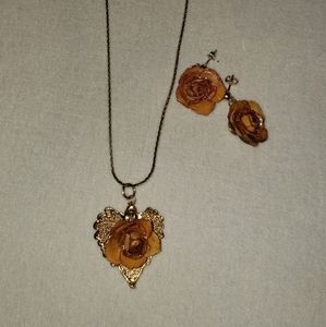 Handmade Gold Real Leaf & Rose Set